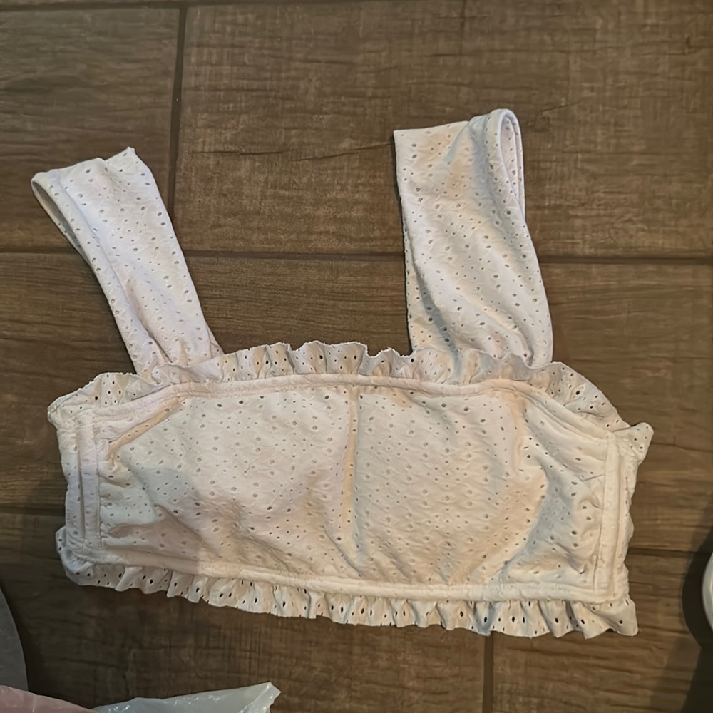 white comfy swimsuit top